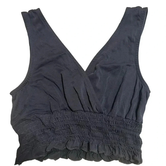 Urban Outfitters Tops - Urban Outfitters Ruched Cropped Tank Top Size XS Gray Bralette Feminine Deep V